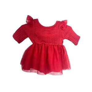 Mia & Mimi Red Baby 2 PC Knit Tulle Dress size 0/3 Months‎
